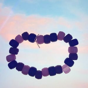 Blue,pink,purple homemade bracelet could be bi